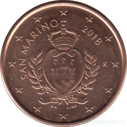 Монета. Сан-Марино. 1 цент 2018 год.