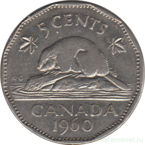 Монета. Канада. 5 центов 1960 год.