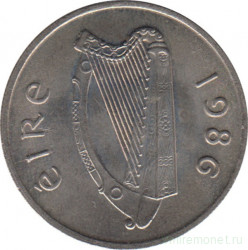 Монета. Ирландия. 5 пенсов 1986 год.