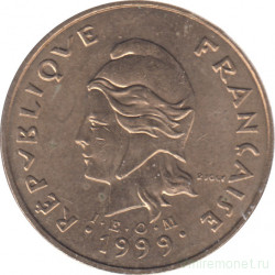 Монета. Новая Каледония. 100 франков 1999 год.