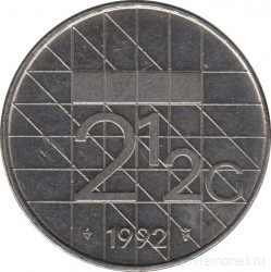 Монета. Нидерланды. 2,5 гульдена 1992 год.