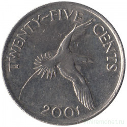 Монета. Бермудские острова. 25 центов 2001 год. 