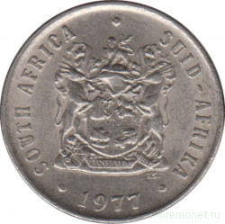 Монета. Южно-Африканская республика (ЮАР). 10 центов 1977 год.
