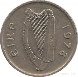 Монета. Ирландия. 5 пенсов 1978 год.