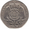 Монета. Великобритания. 20 пенсов 2002 год.