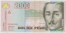 Банкнота. Колумбия. 2000 песо 2013 год. Тип 457v.