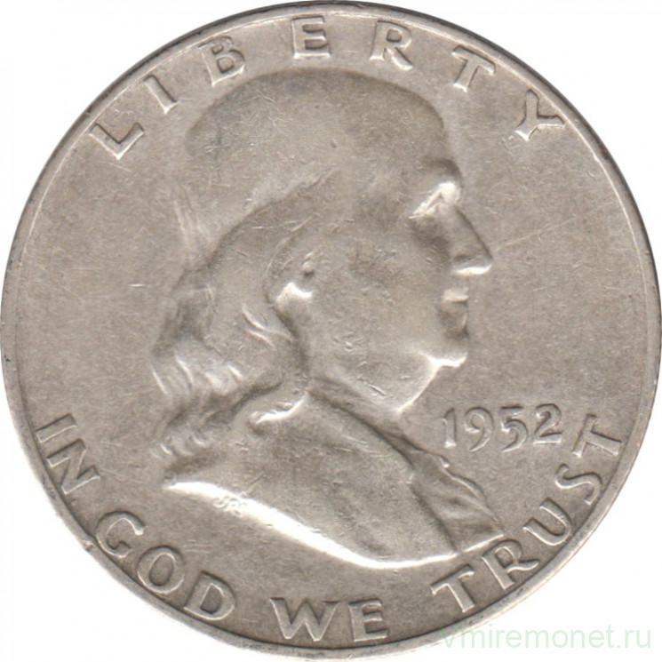 Монета. США. 50 центов 1952 год. Франклин. Монетный двор S.