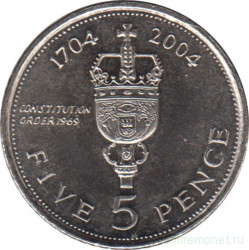 Монета. Гибралтар. 5 пенсов 2004 год. 300 лет захвату Гибралтара.