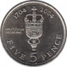 Монета. Гибралтар. 5 пенсов 2004 год. 300 лет захвату Гибралтара. ав.