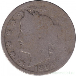 Монета. США. 5 центов 1894 год.