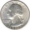 Монета. США. 25 центов 1961 год. Без отметки монетного двора. ав.