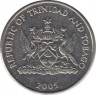 Монета. Тринидад и Тобаго. 25 центов 2005 год. ав.