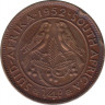 Монета. Южно-Африканская республика (ЮАР). 1/4 пенни 1952 год. ав.