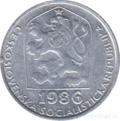 Монета. Чехословакия. 5 геллеров 1986 год.