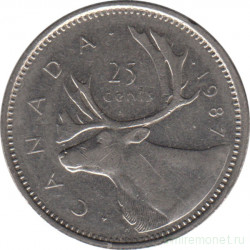 Монета. Канада. 25 центов 1987 год.