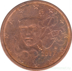 Монета. Франция. 2 цента 2017 год.