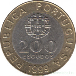 Монета. Португалия. 200 эскудо 1999 год.