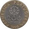 Монета. Португалия. 200 эскудо 1999 год. ав.