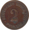 Монета. Германия (Германская империя 1871-1922). 2 пфеннига 1907 год. (A). ав.