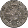 Монета. Бельгия. 5 сантимов 1901 год. Des Belges. Тонкий лев. ав.