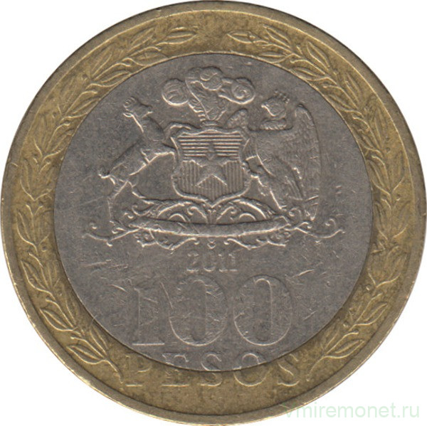 Монета. Чили. 100 песо 2011 год.