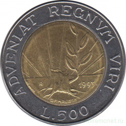 Монета. Сан-Марино. 500 лир 1993 год. Росток из пня.