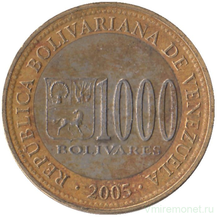 Монета. Венесуэла. 1000 боливаров 2005 год.