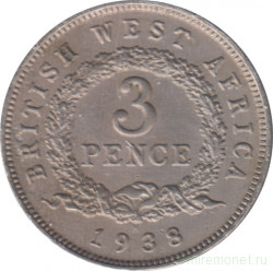 Монета. Британская Западная Африка. 3 пенса 1938 год. (H).