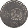 Монета. Доминиканская республика. 25 песо 2010 год. рев.
