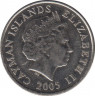 Монета. Каймановы острова. 10 центов 2005 год. ав.