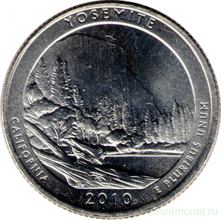 Монета. США. 25 центов 2010 год. Национальный парк № 3 Йосемитский (Калифорния). Монетный двор D.