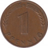 Монета. ФРГ. 1 пфенниг 1948 год. Монетный двор - Мюнхен (D). рев.