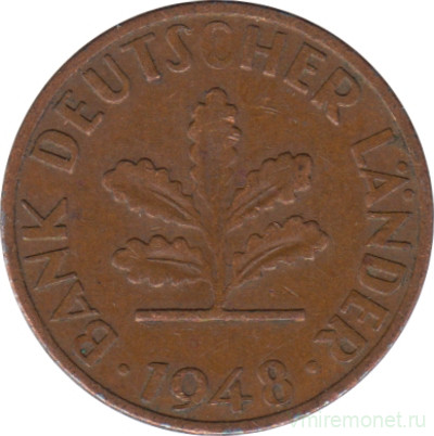 Монета. ФРГ. 1 пфенниг 1948 год. Монетный двор - Мюнхен (D).