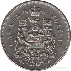 Монета. Канада. 50 центов 1968 год.