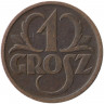 Монета. Польша. 1 грош 1937 год.