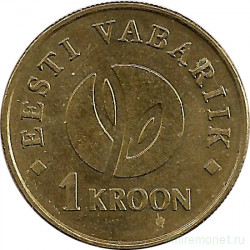 Монета. Эстония. 1 крона 2008 год. 90 лет Республике.