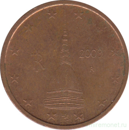 Монета. Италия. 2 цента 2009 год.