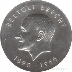 Монета. ГДР. 10 марок 1973 год. 75 лет со дня рождения Бертольта Брехта.