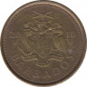 Монета. Барбадос. 5 центов 2010 год. ав.