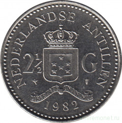 Монета. Нидерландские Антильские острова. 2,5 гульдена 1982 год.