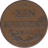 Монета. Австро-Венгерская империя. 1 крейцер 1816 год. S. ав.