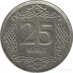Монета. Турция. 25 курушей 2012 год.