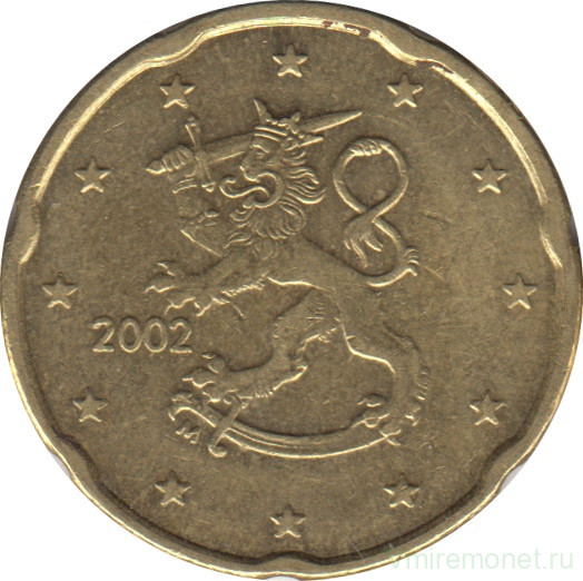 Монета. Финляндия. 20 центов 2002 год.