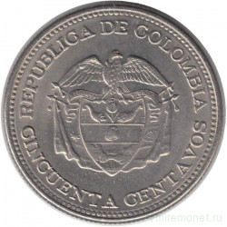 Монета. Колумбия. 50 сентаво 1958 год. (Монетное отношение).