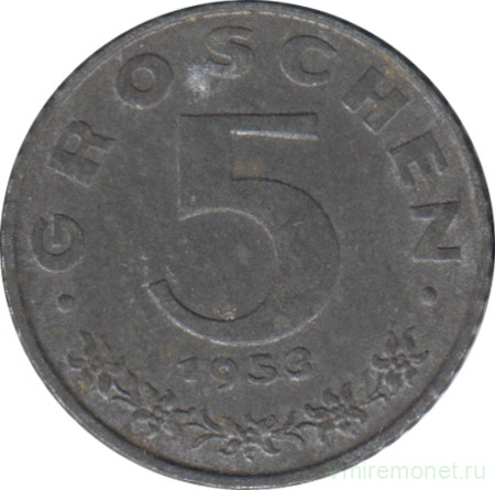 Монета. Австрия. 5 грошей 1953 год.