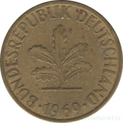 Монета. ФРГ. 5 пфеннигов 1969 год. Монетный двор - Карлсруэ (G).