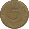 Монета. ФРГ. 5 пфеннигов 1969 год. Монетный двор - Карлсруэ (G). рев.