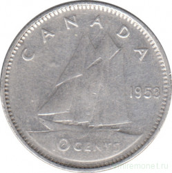 Монета. Канада. 10 центов 1953 год.