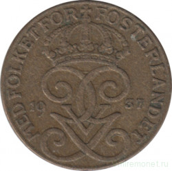 Монета. Швеция. 1 эре 1937 год.