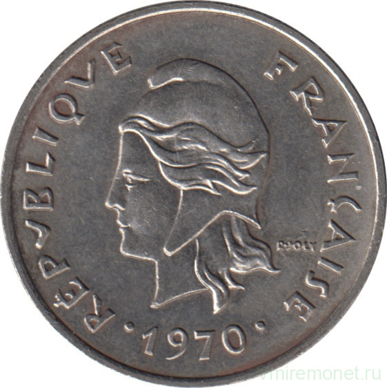 Монета. Новая Каледония. 10 франков 1970 год.